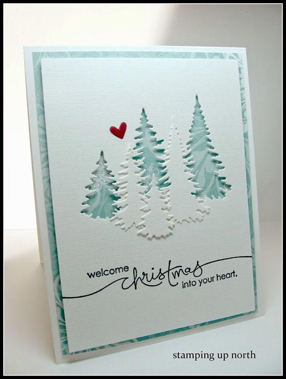 ハートのワンポイントが可愛いクリスマスカード